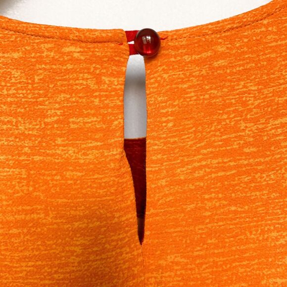 K.C. Spencer Dress Sz 12 Red Orange‎ Short Sleeves 100% Rayon *With Flaws* - Picture 9 of 12